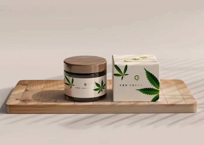 Custom packaging for CBD cream in a stylish, durable box.